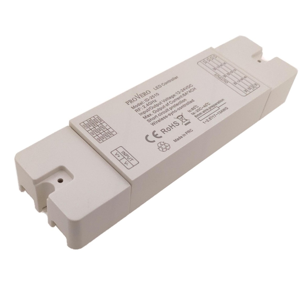 UNIVERSAL VOLTA PROVERO uztvērējs
- RGB/RGBW/CCT/DIM kontrolieris 4*6A